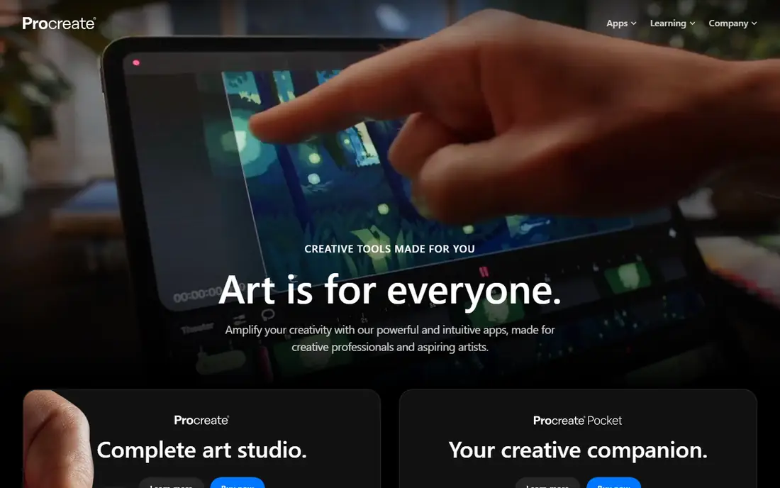 Procreate homepage