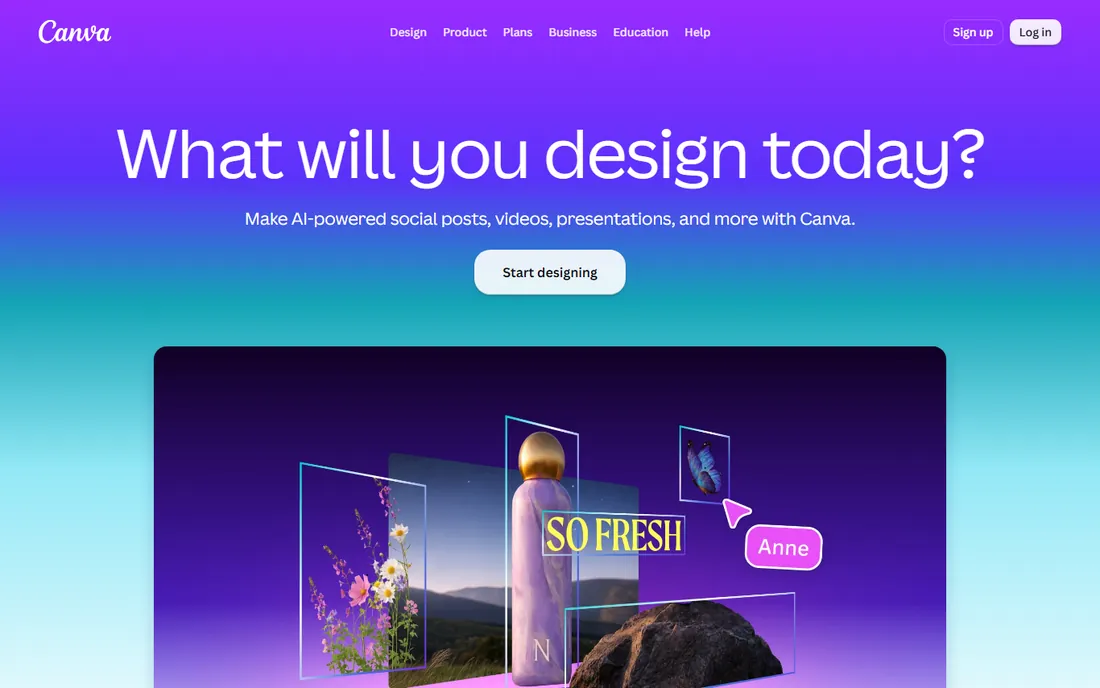 Canva homepage