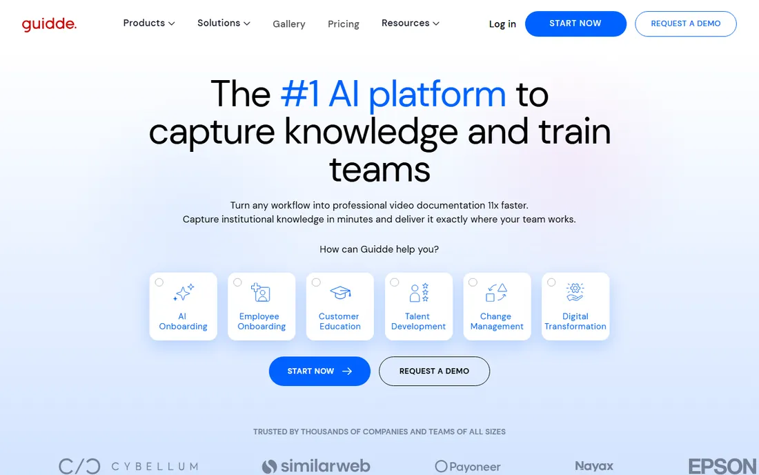 Guidde homepage