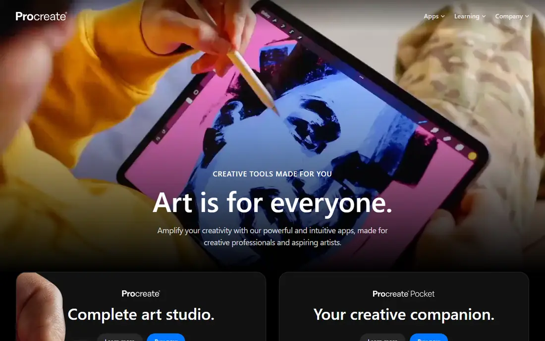 Procreate homepage