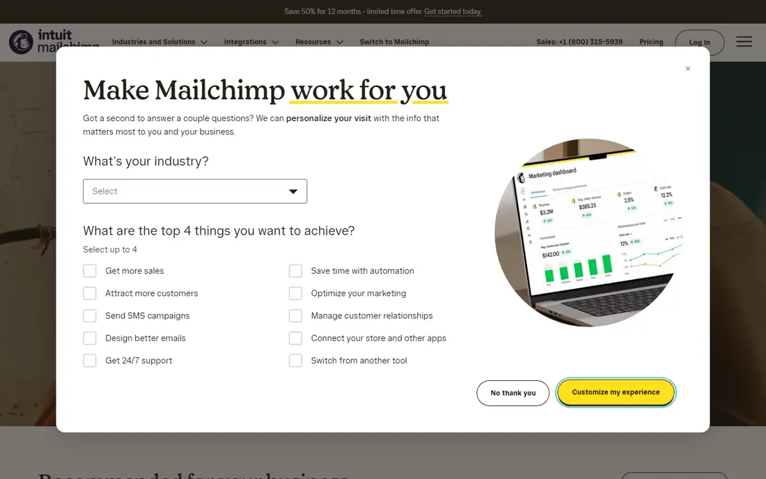 Mailchimp homepage