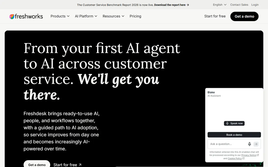 Freshdesk Freddy homepage