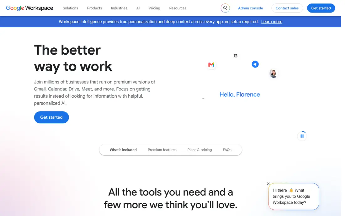 Google Workspace homepage