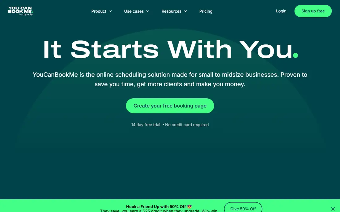 YouCanBookMe homepage