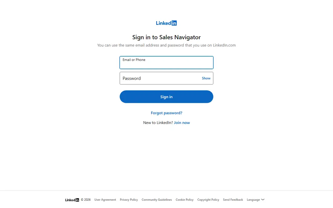 LinkedIn Sales Navigator homepage