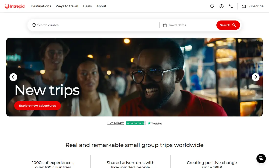 Intrepid Travel homepage