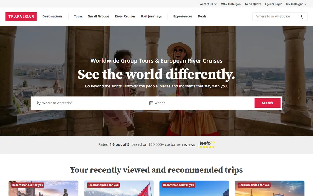 Trafalgar homepage