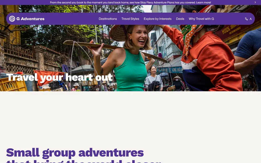 G Adventures homepage