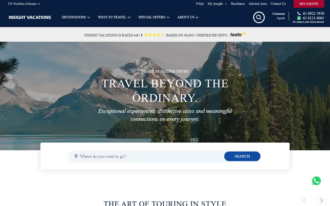 Insight Vacations homepage