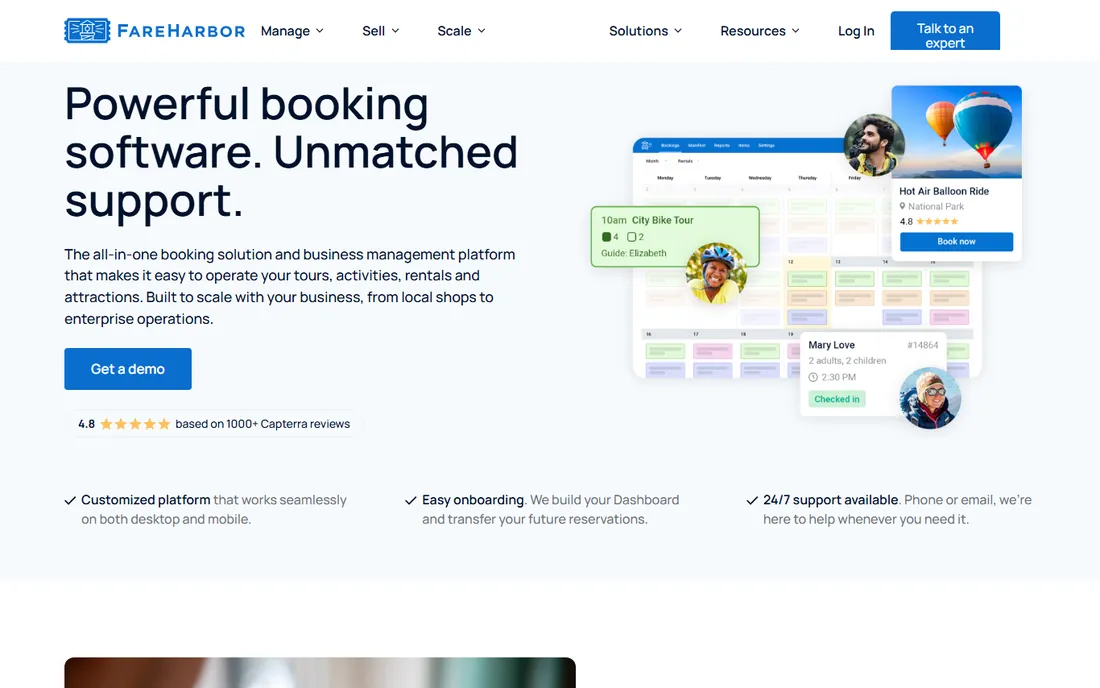 FareHarbor homepage