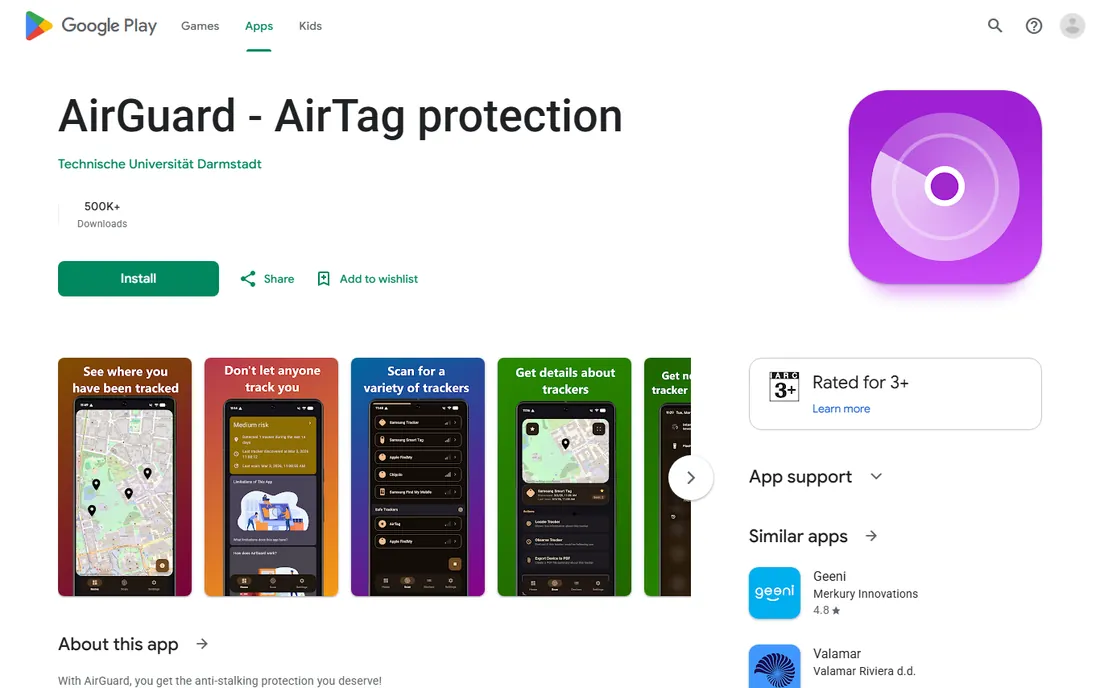 AirGuard homepage