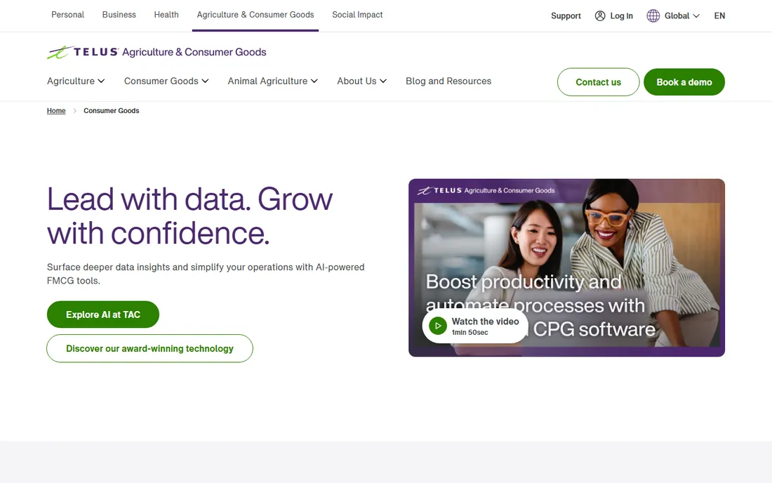 TELUS Agriculture & Consumer Goods homepage