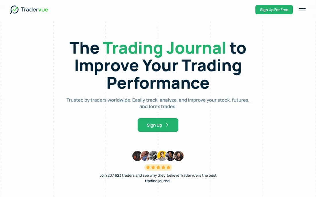 Tradervue homepage