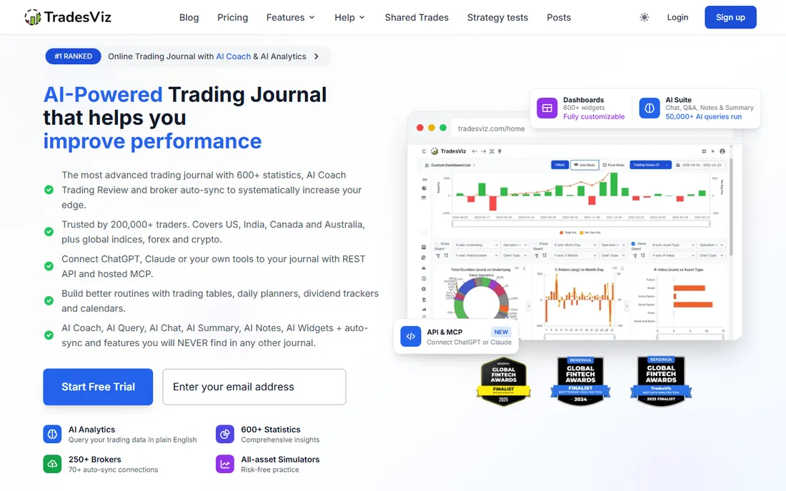TradesViz homepage