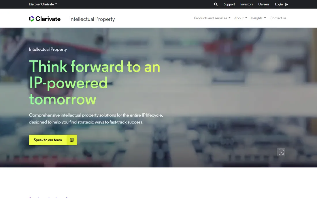 IPfolio by Clarivate homepage
