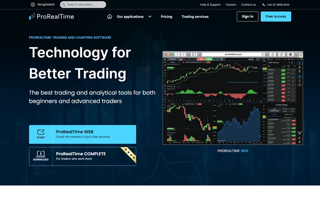 ProRealTime homepage