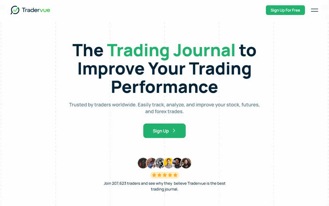 Tradervue homepage
