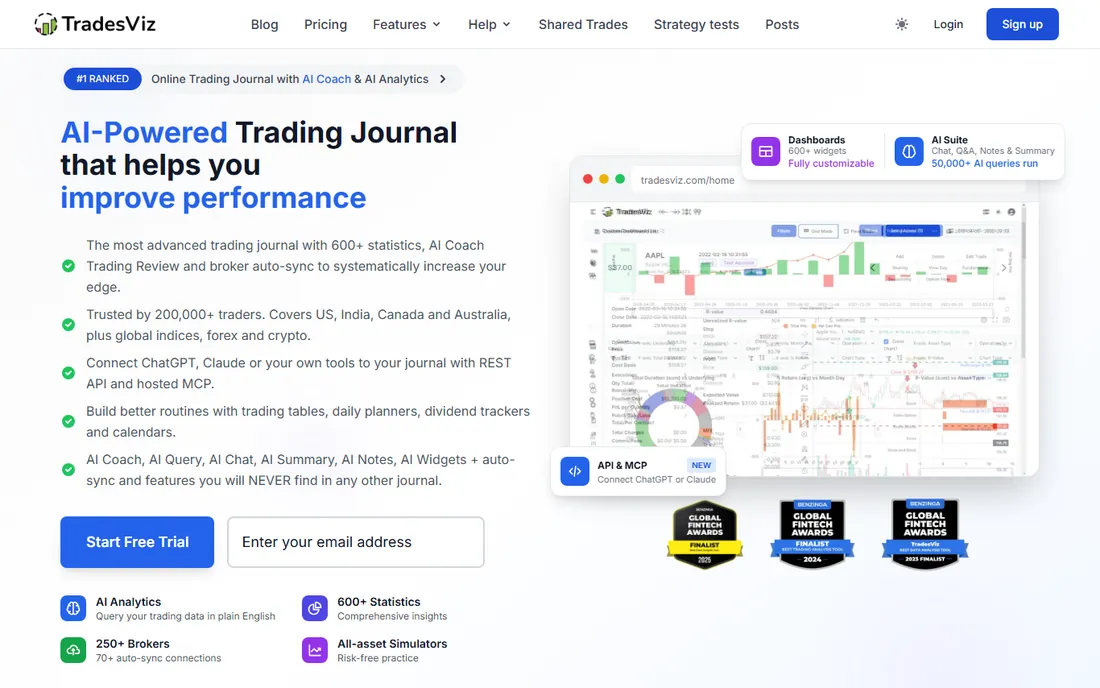 TradesViz homepage
