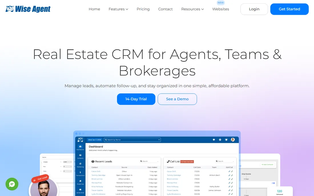 Wise Agent homepage