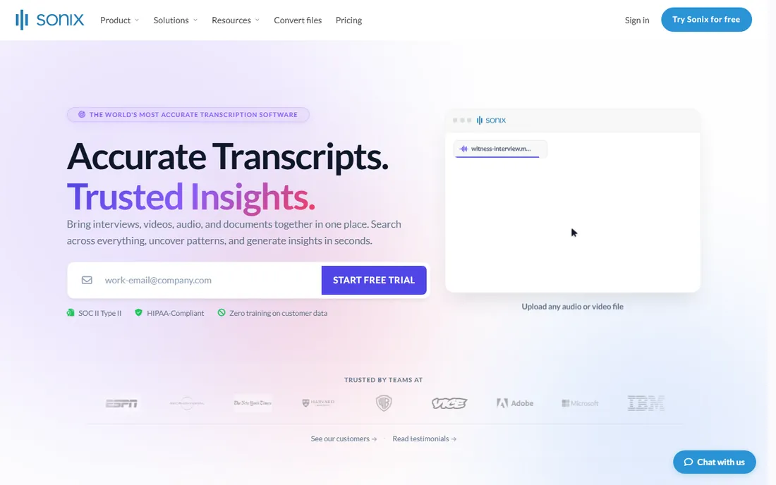 Sonix homepage