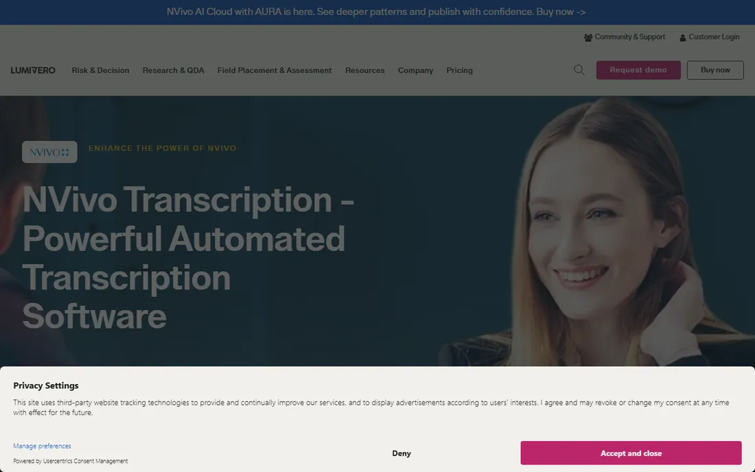 NVivo Transcription homepage