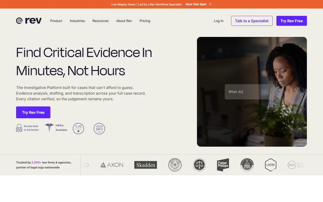 Rev homepage
