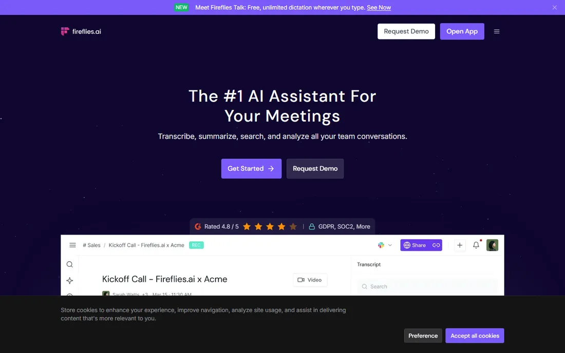 Fireflies.ai homepage