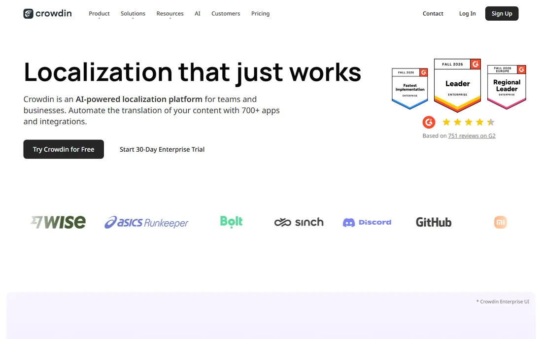 Crowdin homepage