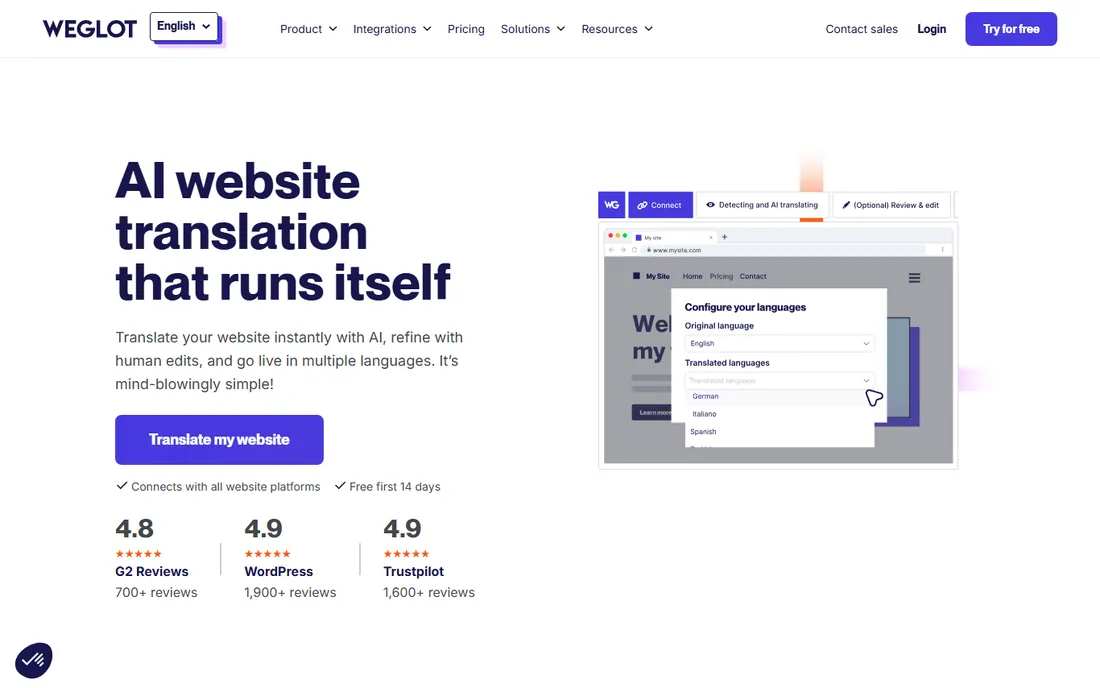 Weglot homepage