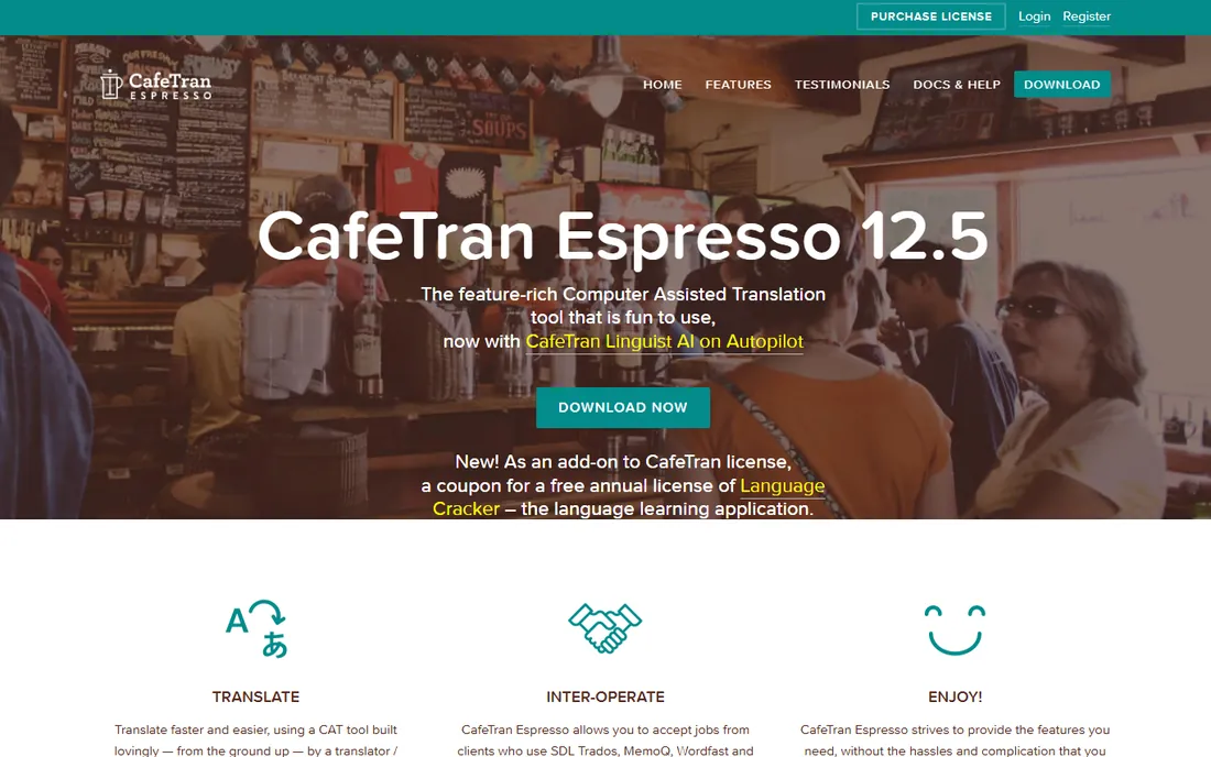 CafeTran Espresso homepage