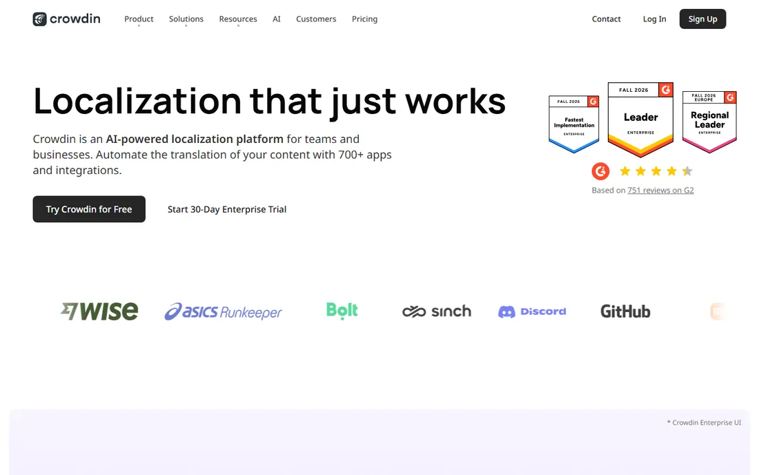 Crowdin homepage