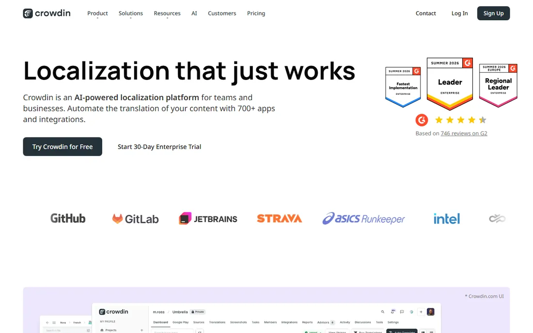 Crowdin homepage