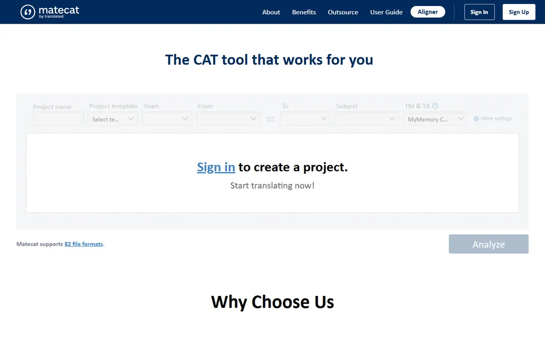 MateCat homepage