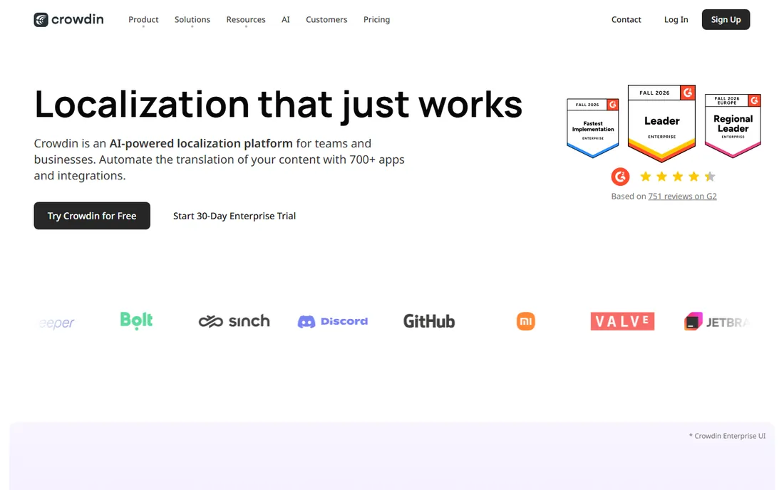 Crowdin homepage