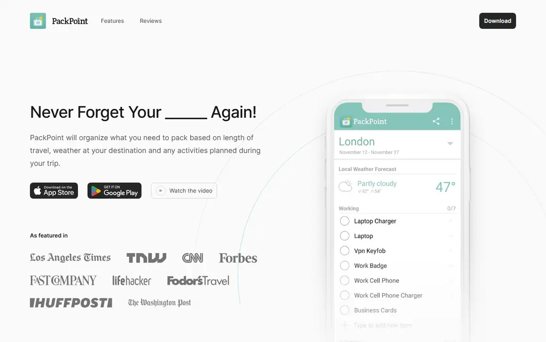 PackPoint homepage
