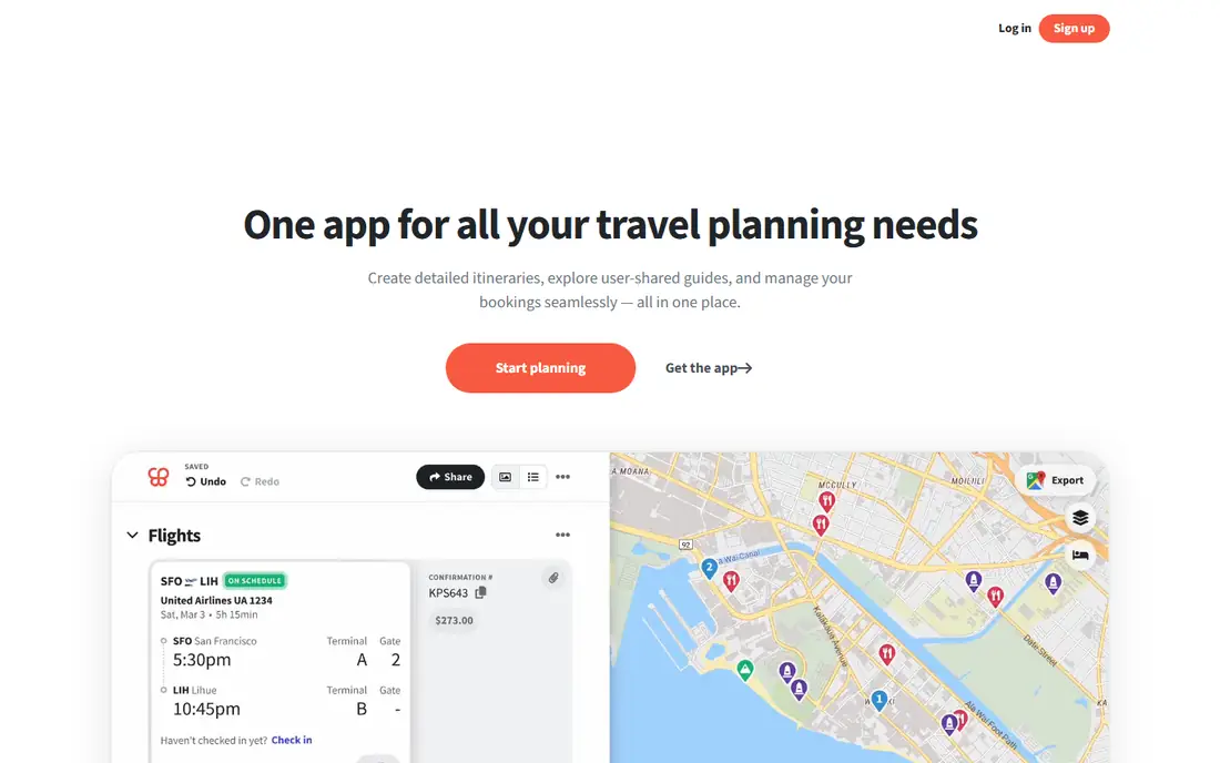 Wanderlog homepage