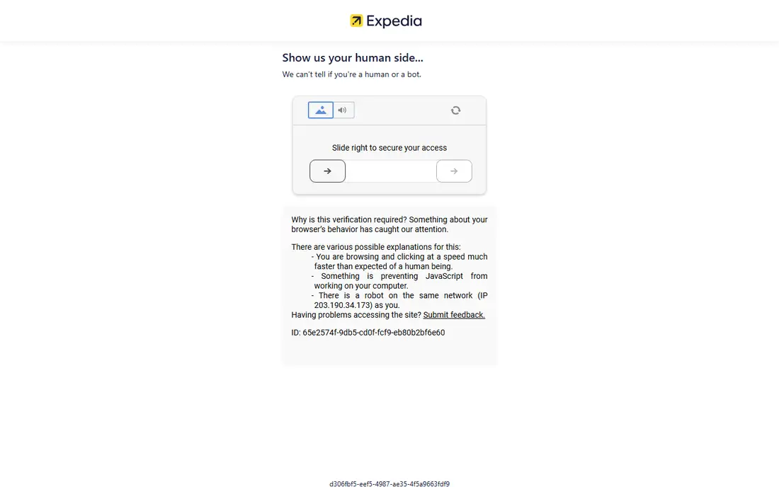Expedia homepage