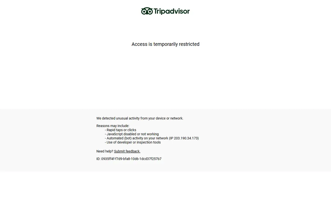 Tripadvisor homepage