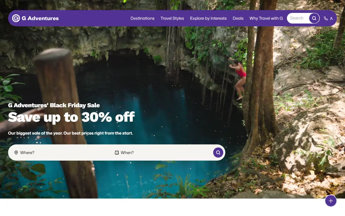 G Adventures homepage