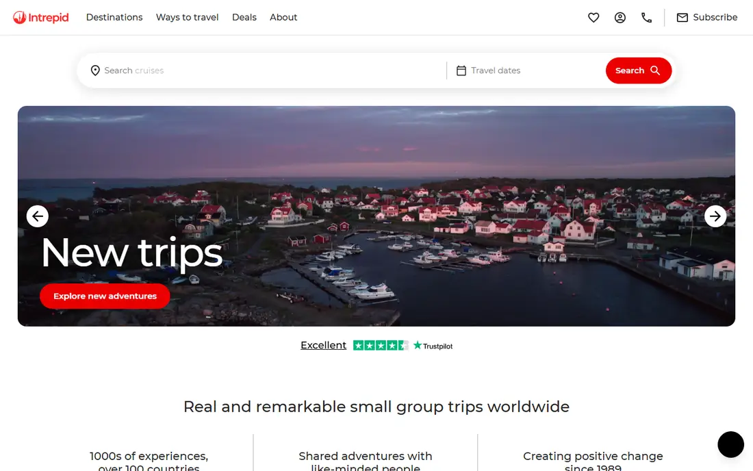 Intrepid Travel homepage