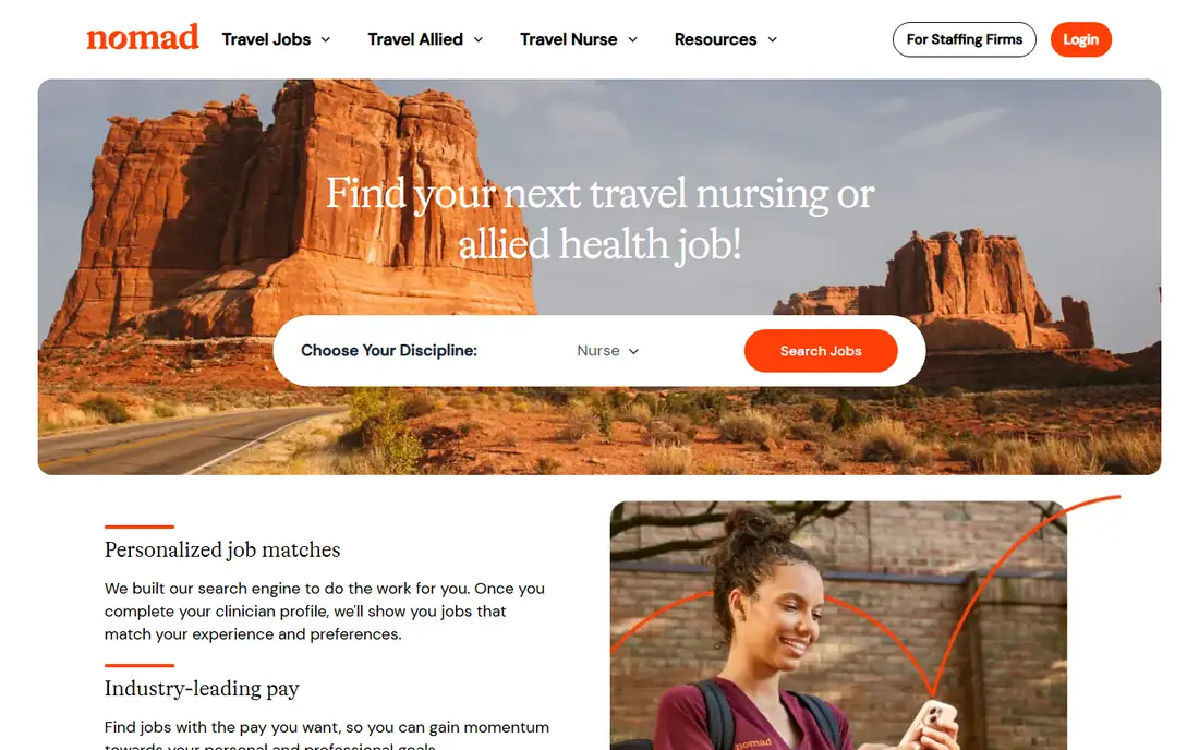 Nomad Health homepage