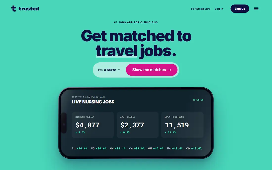 Trusted Health homepage