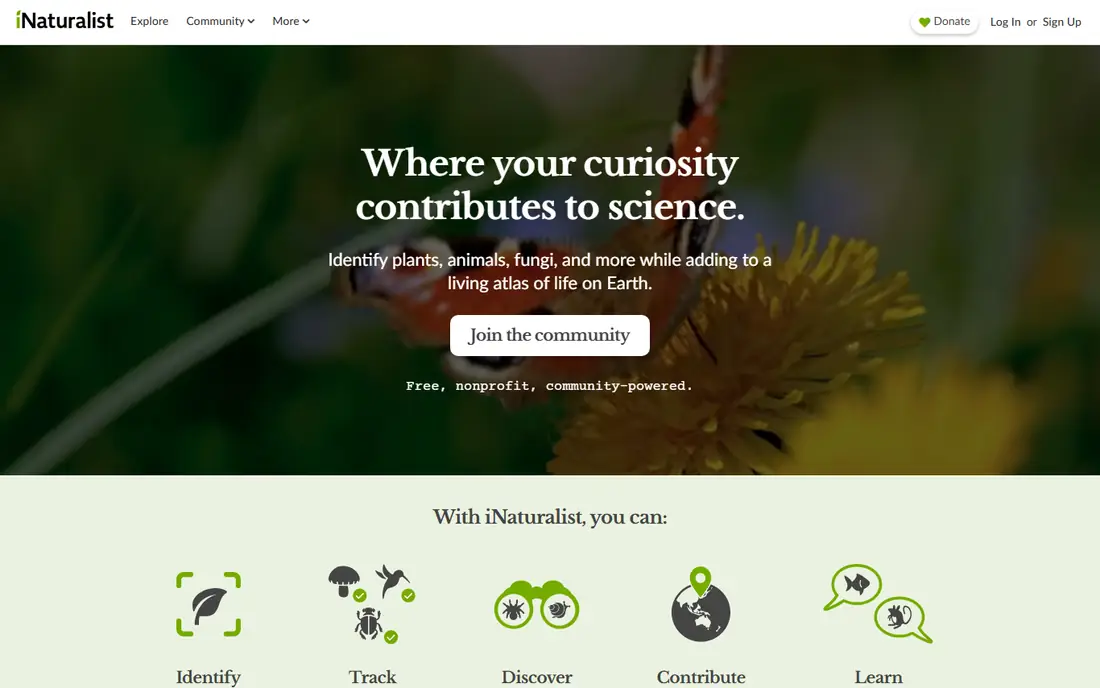 iNaturalist homepage