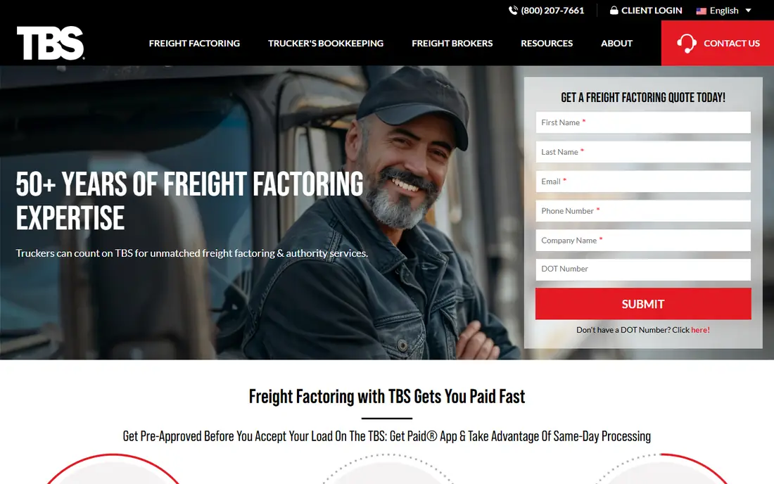 TBS Factoring Service homepage