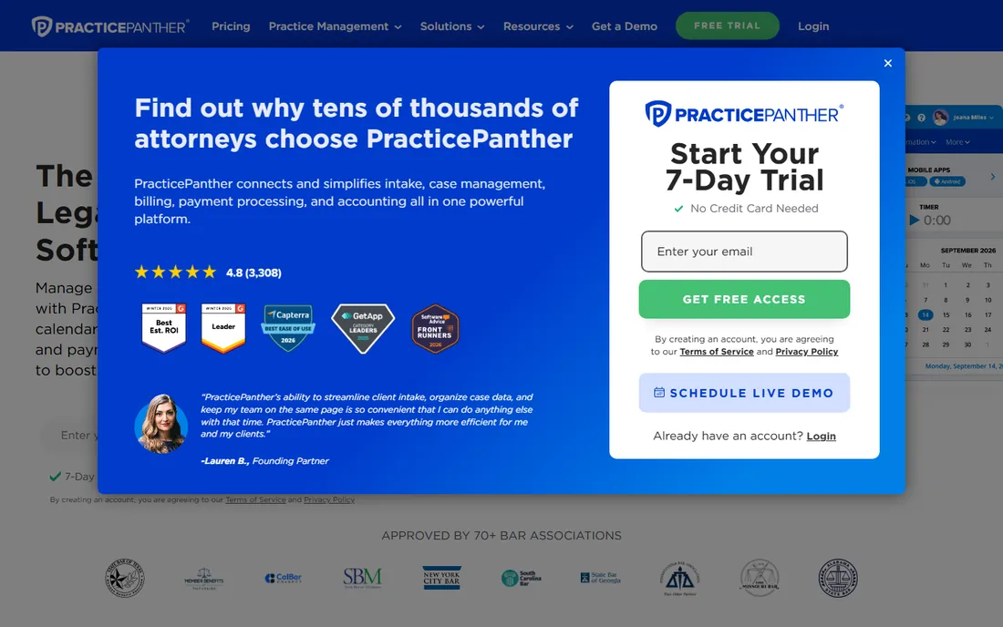 PracticePanther homepage
