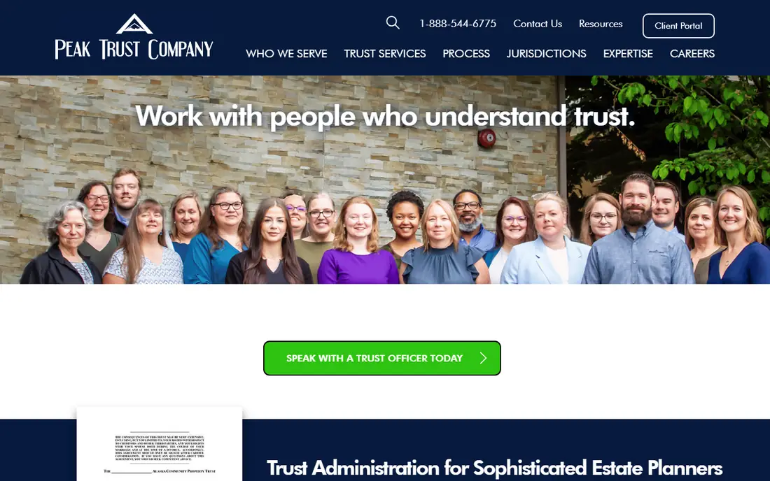 Peak Trust Company homepage