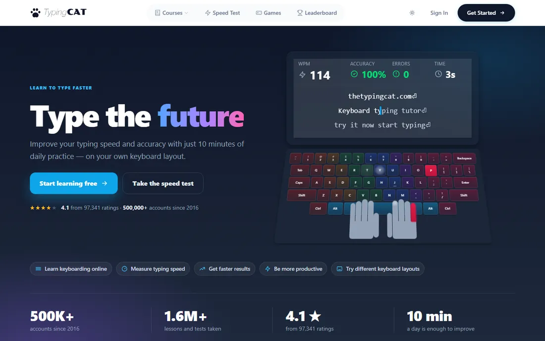 The Typing Cat homepage
