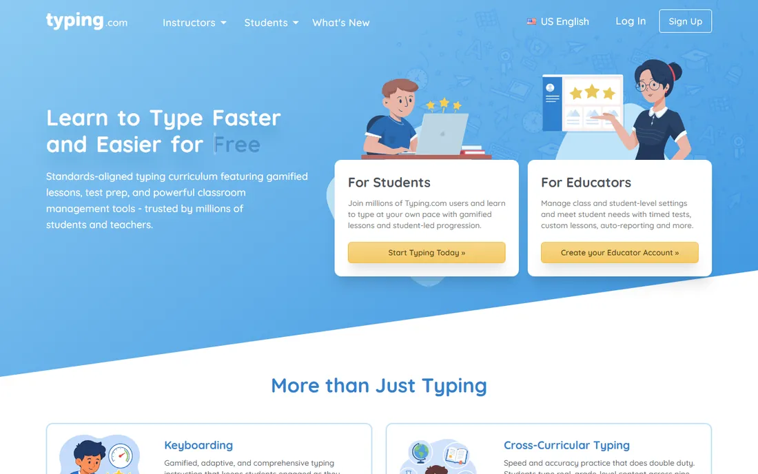 Typing.com homepage