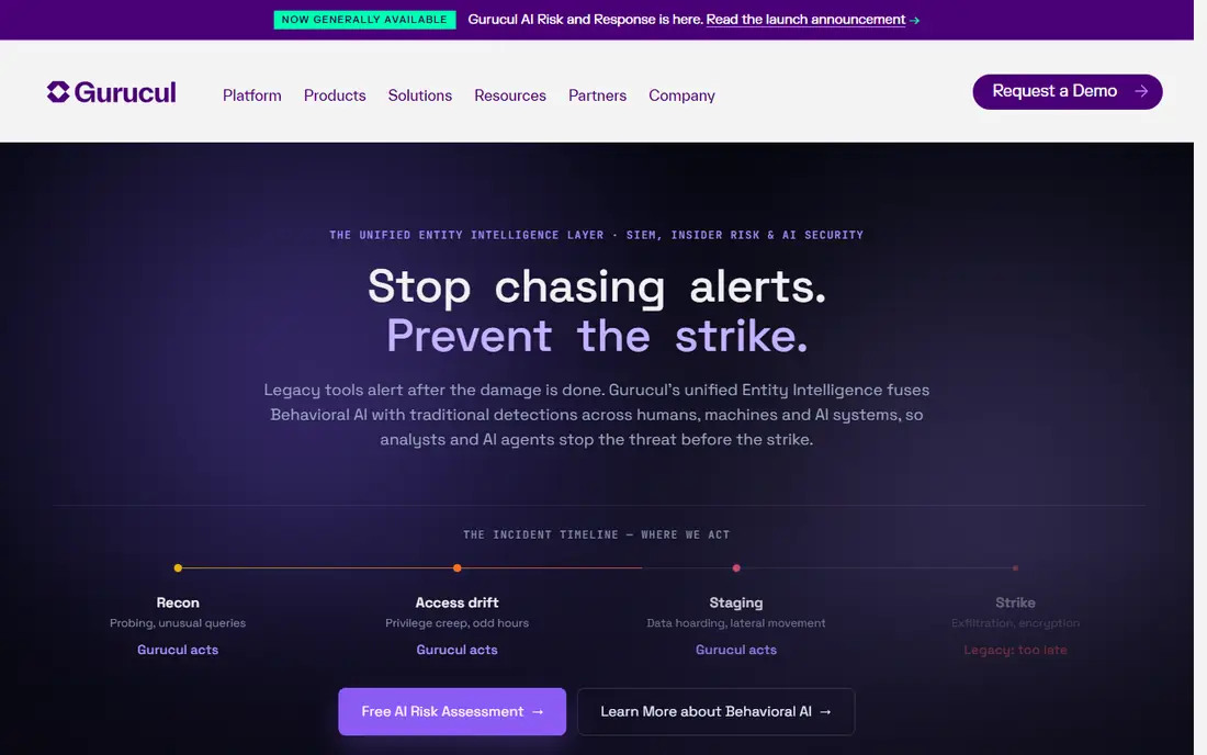 Gurucul homepage