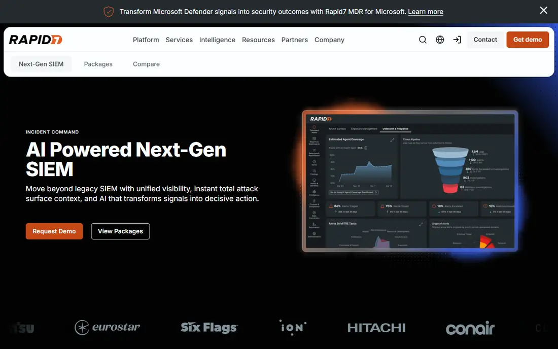Rapid7 InsightIDR homepage